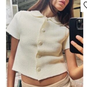 Zara Chunky Knit Short Sleeve Sweater